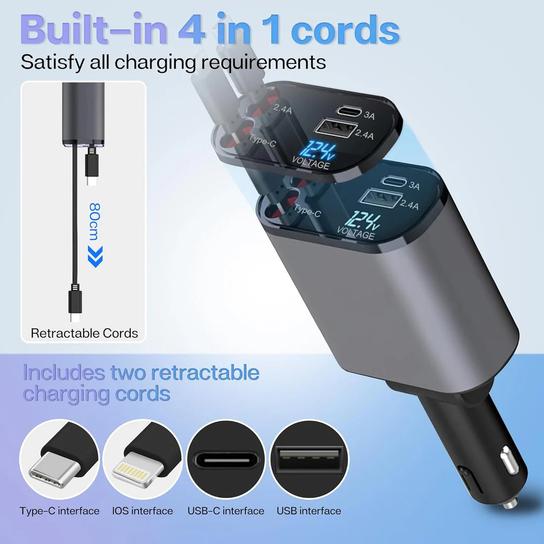 The Retracta | 4 IN 1 Retractable Car Charger