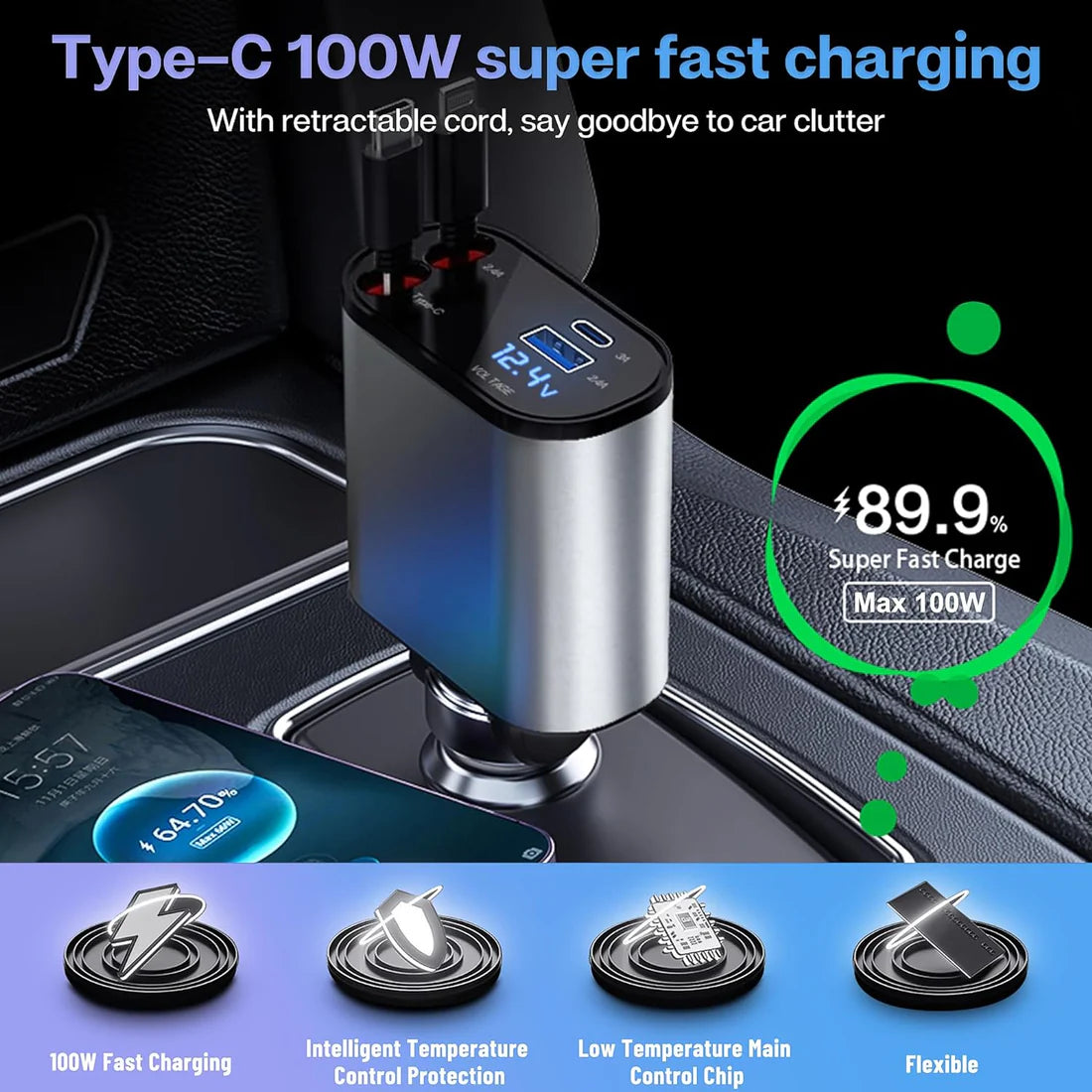 The Retracta | 4 IN 1 Retractable Car Charger
